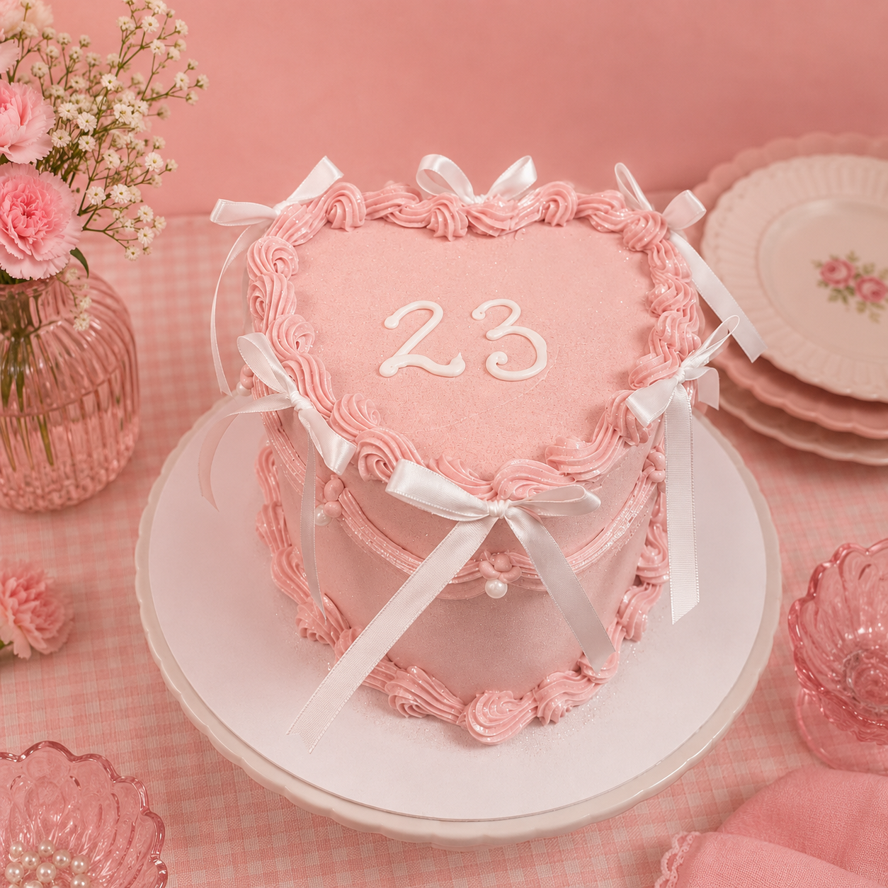 Heart-Shaped Mini Message Bow Cake