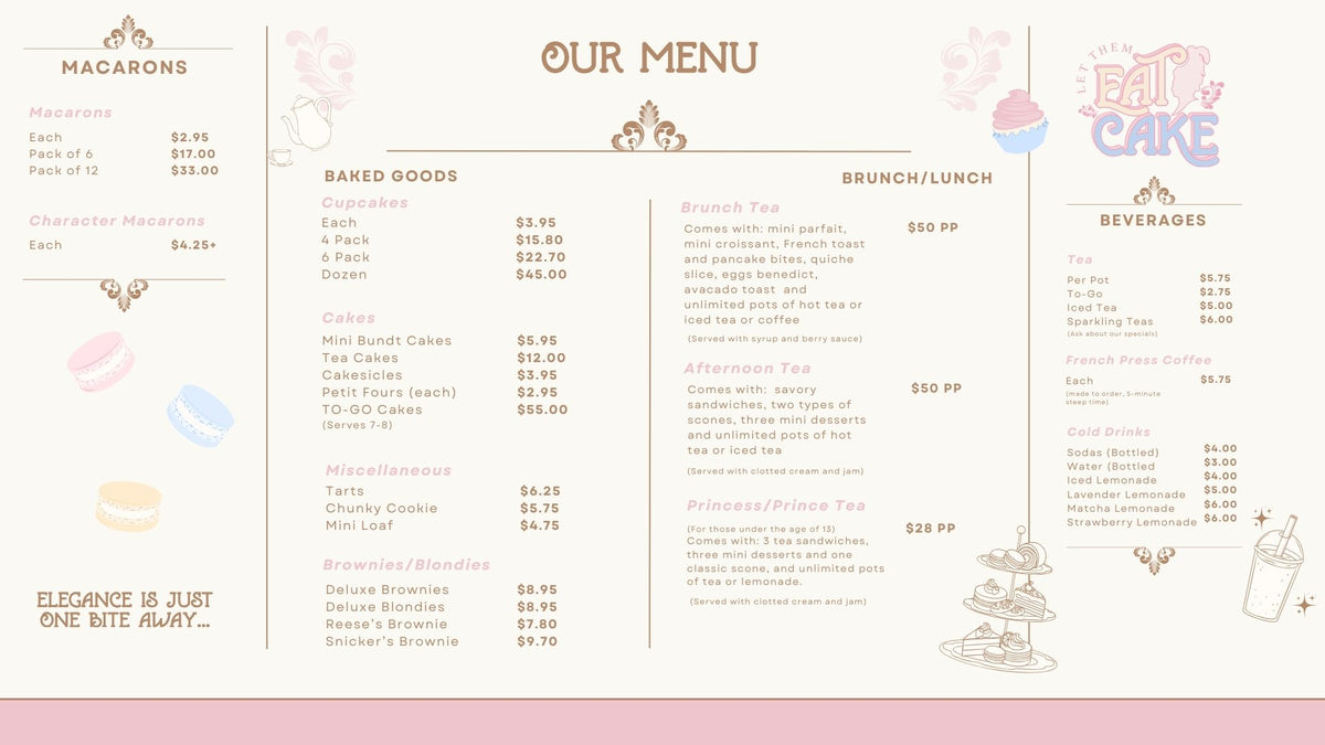 Menus – Let Them Eat Cake