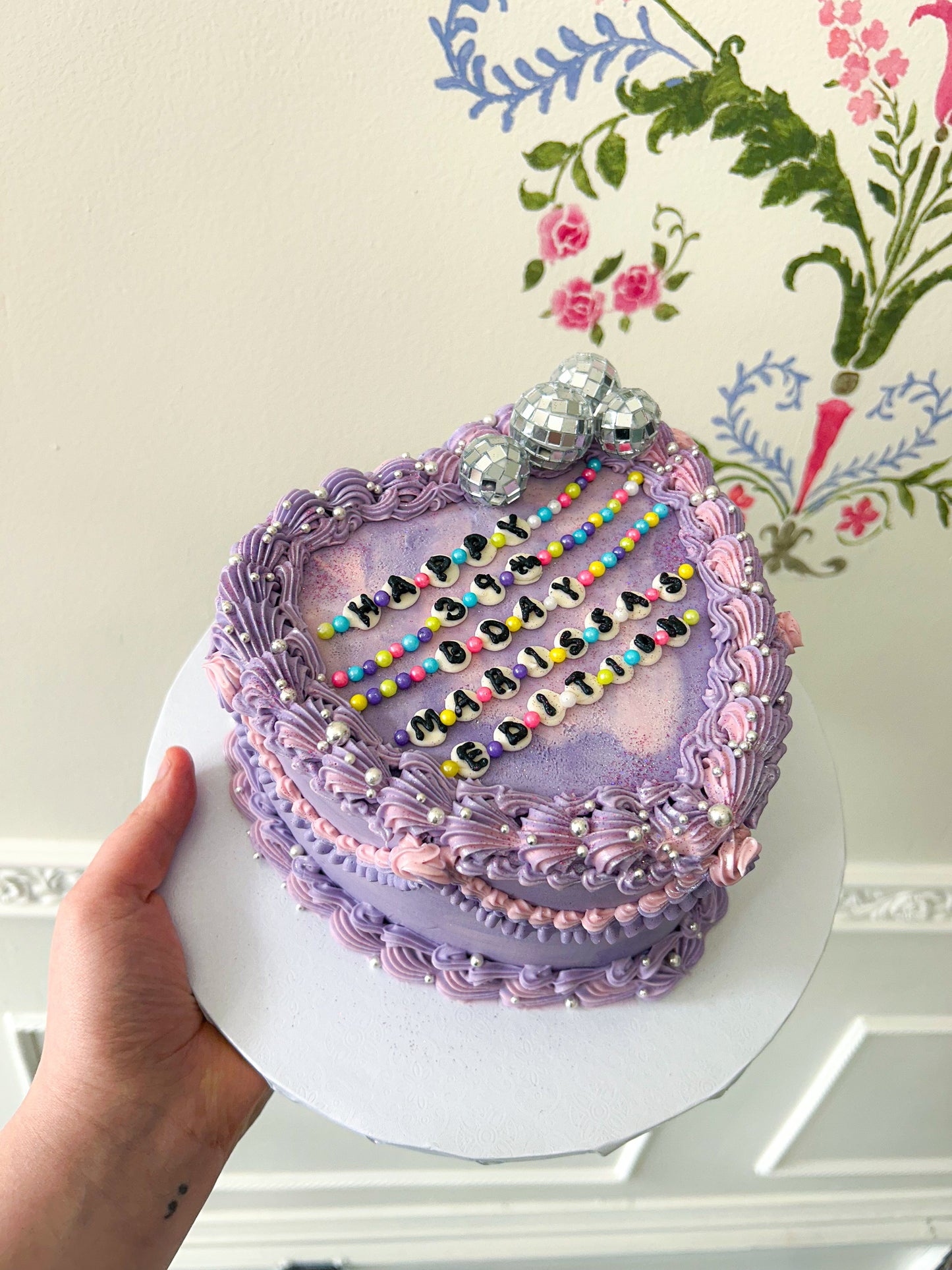 Disco Heart Cake (Detailed Piping)