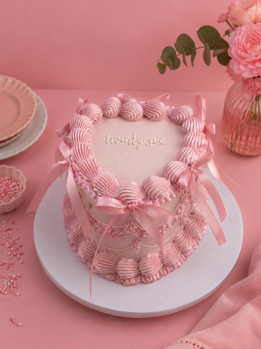 Heart-Shaped Mini Message Bow Cake