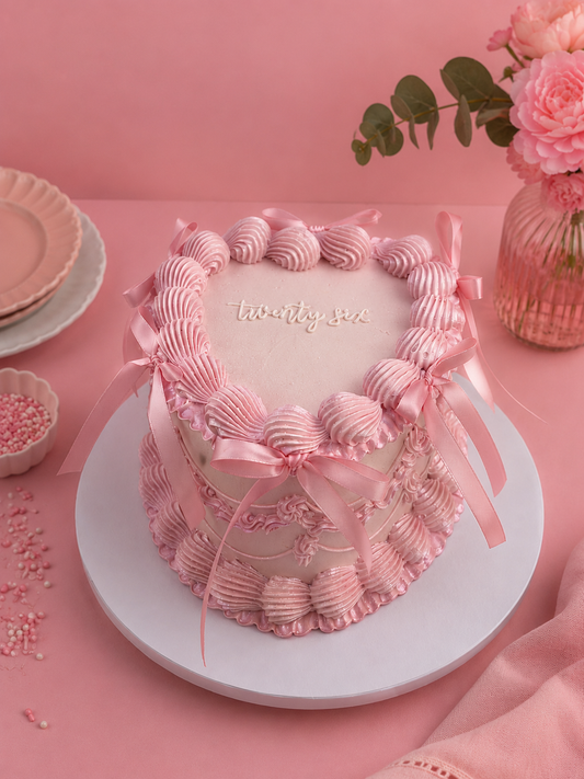 Heart-Shaped Mini Message Bow Cake